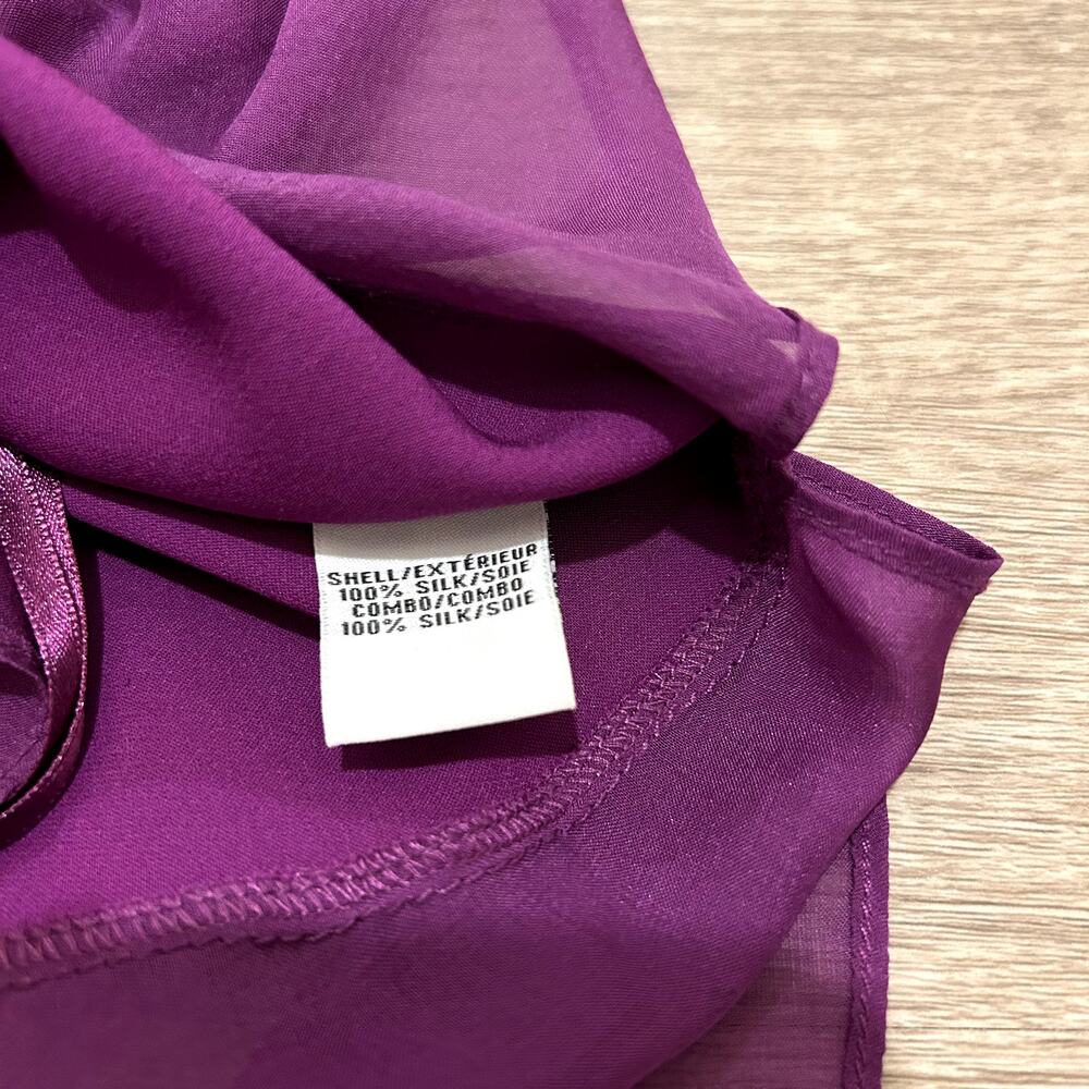 Alexandrie Silk Sleeveless Ruffle Tank Peplum Top Purple Amethyst P (XS) - Picture 8 of 14